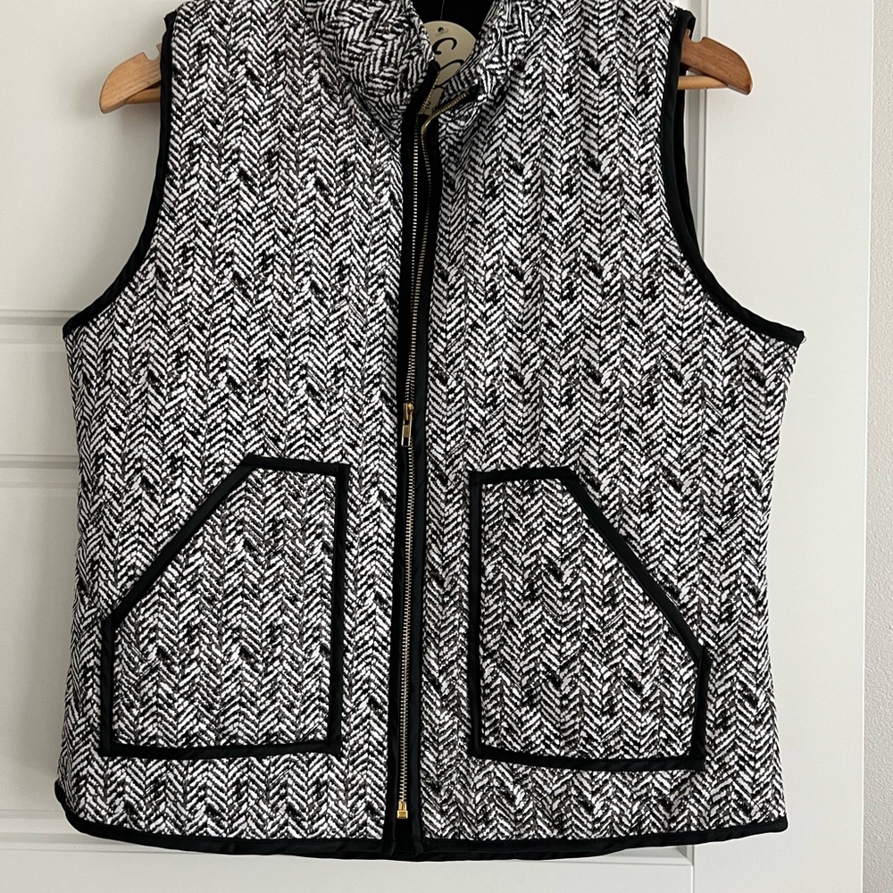 Black and White Herringbone Vest